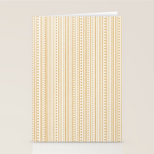 Bamako Textured Stripes and Dots Vertical Pattern in Muted Gold and Cream Stationery Card Gallery Image 1