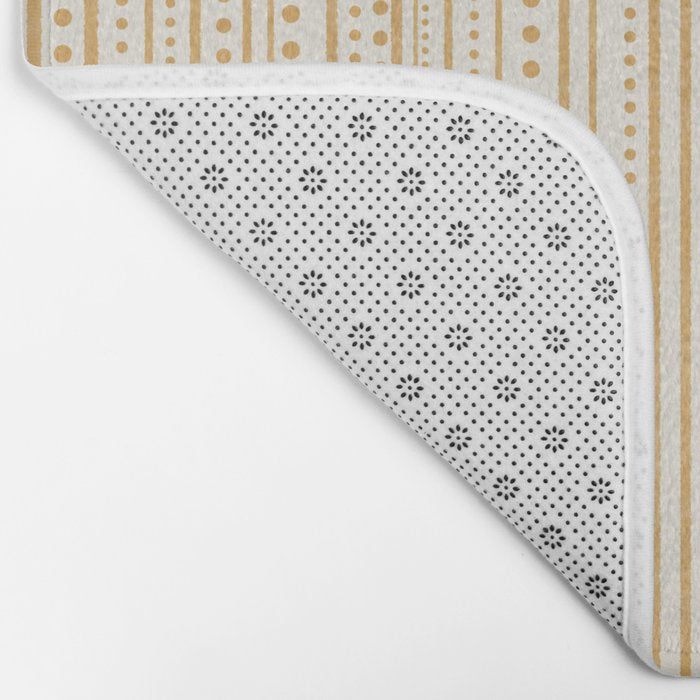 Bamako Textured Stripes and Dots Vertical Pattern in Muted Gold and Cream Bath Mat Gallery Image 2