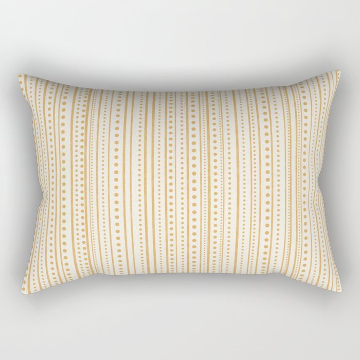Bamako Textured Stripes and Dots Vertical Pattern in Muted Gold and Cream Rectangular Pillow Gallery Image 2