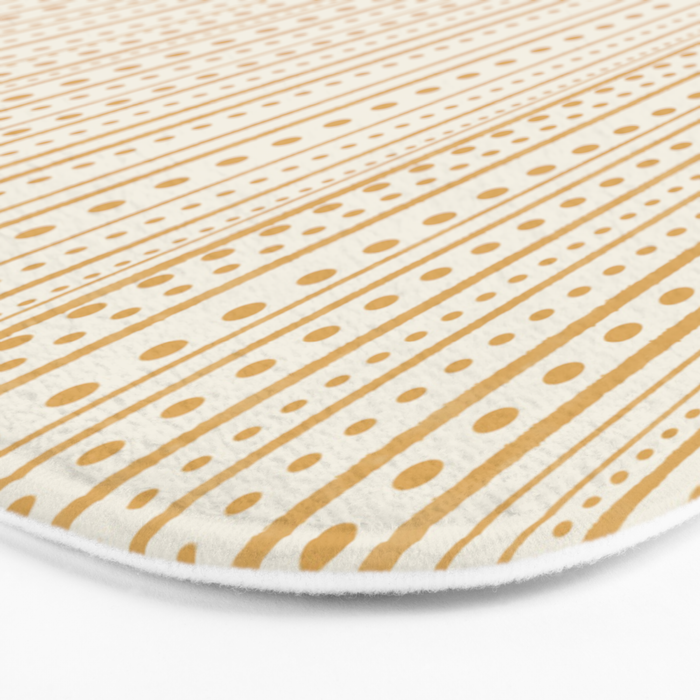 Bamako Textured Stripes and Dots Vertical Pattern in Muted Gold and Cream Bath Mat Gallery Image 3