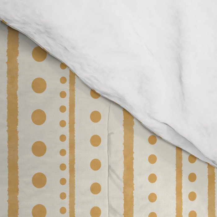 Bamako Textured Stripes and Dots Vertical Pattern in Muted Gold and Cream Comforter Gallery Image 4