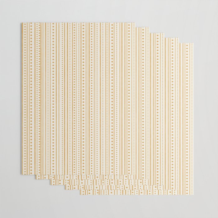 Bamako Textured Stripes and Dots Vertical Pattern in Muted Gold and Cream Wrapping Paper Gallery Image 3