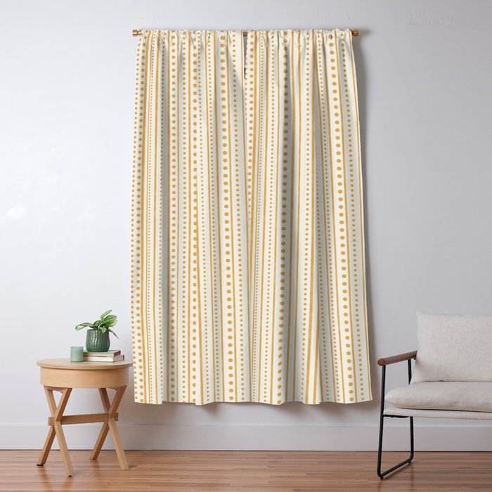 Bamako Textured Stripes and Dots Vertical Pattern in Muted Gold and Cream Window Curtain Gallery Image 5