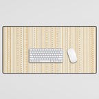 Bamako Textured Stripes and Dots Vertical Pattern in Muted Gold and Cream Desk Mat Gallery Image 1