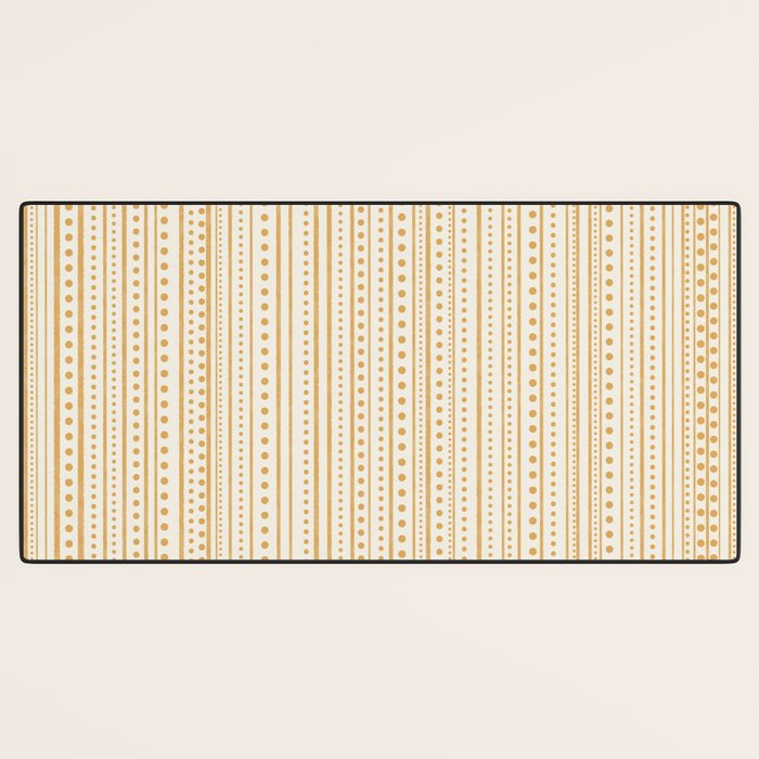 Bamako Textured Stripes and Dots Vertical Pattern in Muted Gold and Cream Desk Mat Gallery Image 3