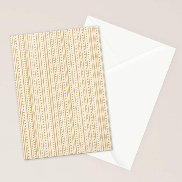 Bamako Textured Stripes and Dots Vertical Pattern in Muted Gold and Cream Stationery Card Gallery Image 2