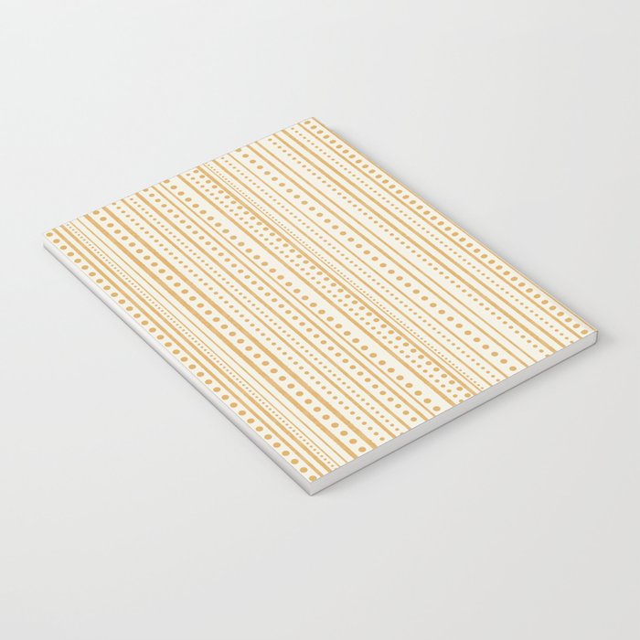 Bamako Textured Stripes and Dots Vertical Pattern in Muted Gold and Cream Notebook Gallery Image 3