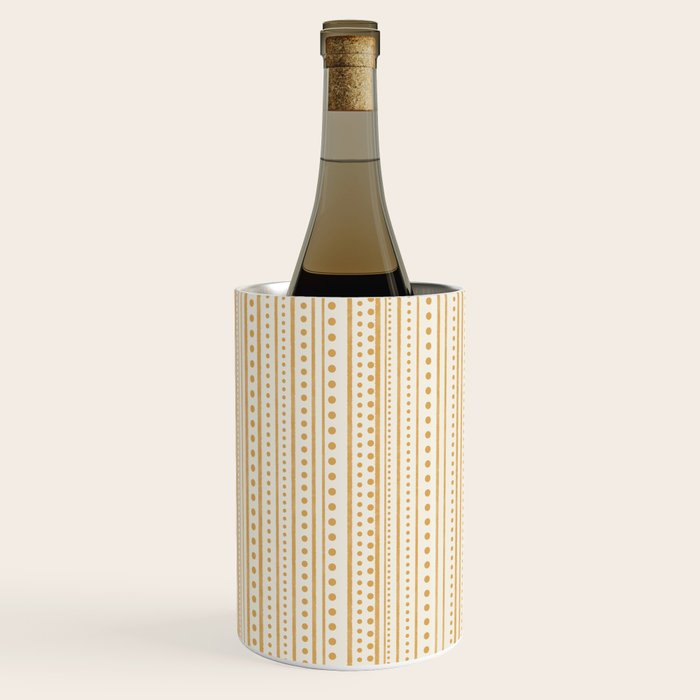 Bamako Textured Stripes and Dots Vertical Pattern in Muted Gold and Cream Wine Chiller Gallery Image 2