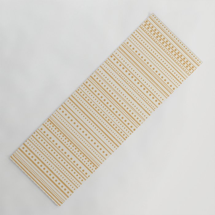 Bamako Textured Stripes and Dots Vertical Pattern in Muted Gold and Cream Yoga Mat Gallery Image 1