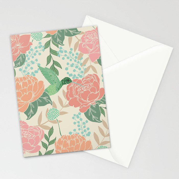 Victorian Garden with Hummingbird Stationery Card Gallery Image 2