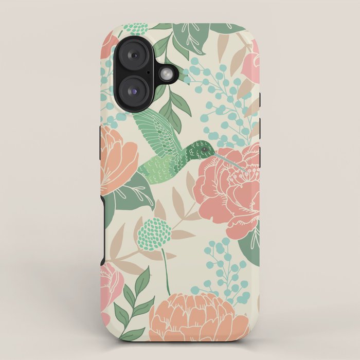 Victorian Garden with Hummingbird iPhone Case Gallery Image 1