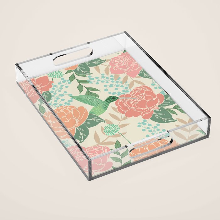 Victorian Garden with Hummingbird Acrylic Tray Gallery Image 1