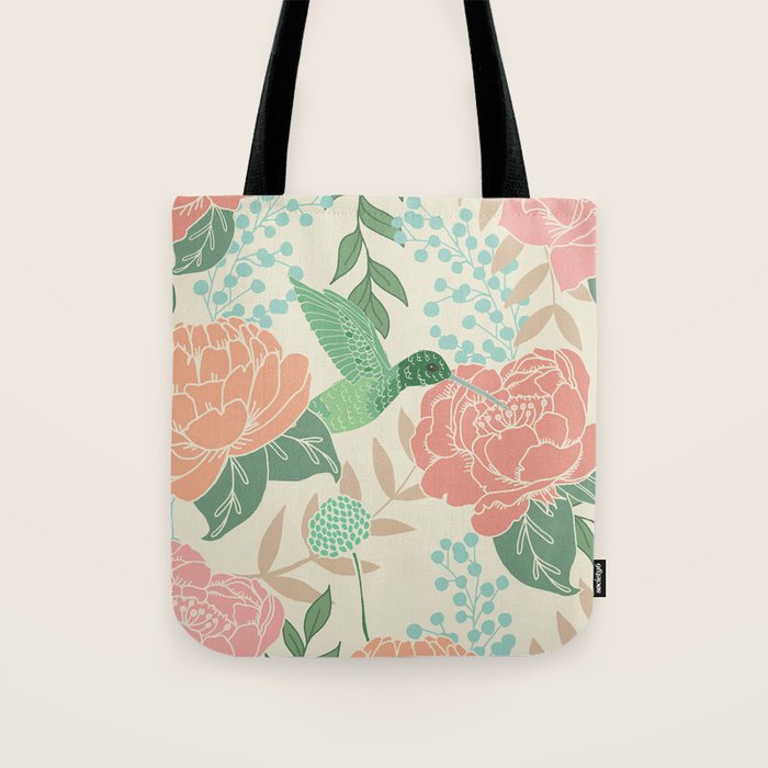 Victorian Garden with Hummingbird Tote Bag Gallery Image 1