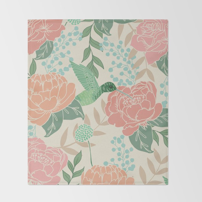 Victorian Garden with Hummingbird Throw Blanket Gallery Image 2