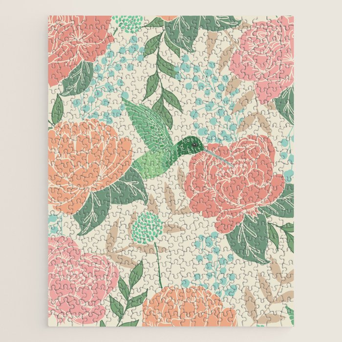 Victorian Garden with Hummingbird Jigsaw Puzzle Gallery Image 1