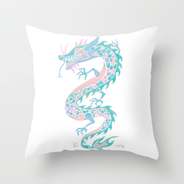 Chinese Dragon â 90s Pastel Palette Throw Pillow Gallery Image 6