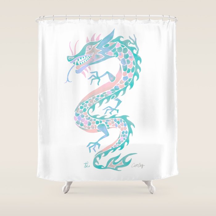 Chinese Dragon â 90s Pastel Palette Shower Curtain Gallery Image 1