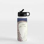 Vintage Distressed Baseball Art Navy Blue Water Bottle Gallery Image 1