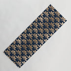 Gold and Navy Art Deco Leaf Design Yoga Mat Gallery Image 1