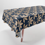 Gold and Navy Art Deco Leaf Design Tablecloth Gallery Image 1