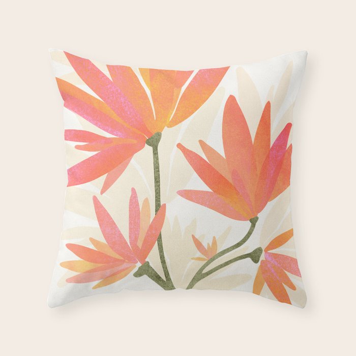 Bright Blooms Floral Painting Throw Pillow Gallery Image 6