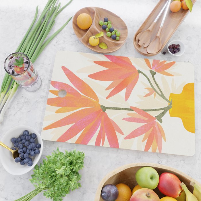 Bright Blooms Floral Painting Cutting Board Gallery Image 2