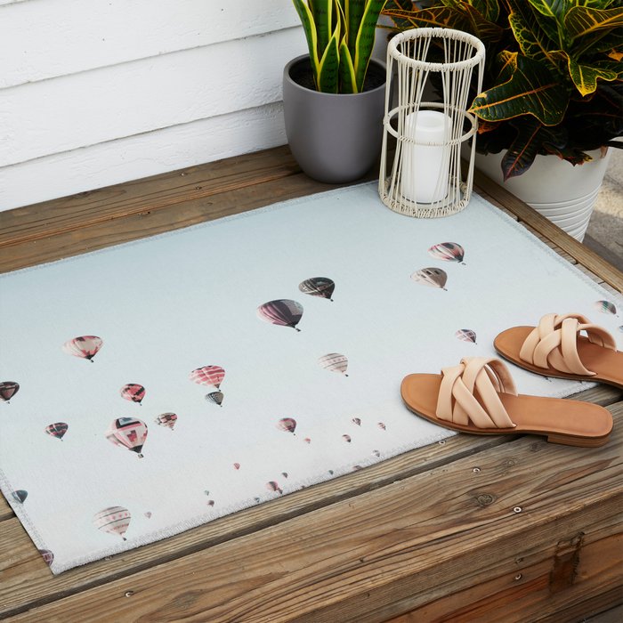 Hot Air Balloons Blue Sky Outdoor Rug Gallery Image 2