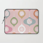 Retro Christmas Baubles Pattern on Pastel Pink Laptop Sleeve Gallery Image 1