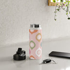 Retro Christmas Baubles Pattern on Pastel Pink Water Bottle Gallery Image 4