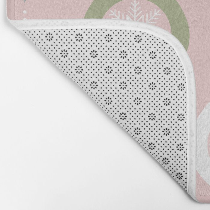 Retro Christmas Baubles Pattern on Pastel Pink Bath Mat Gallery Image 2
