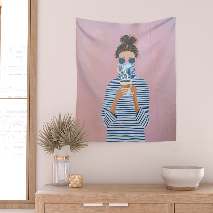Cozy Morning Coffee Vibes Wall Tapestry Gallery Image 2