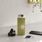 Sun and Moon - Minimalist Mid Mod Olive Green and Beige Design Water Bottle Gallery Image 4
