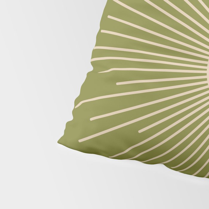 Sun and Moon - Minimalist Mid Mod Olive Green and Beige Design Pillow Sham Gallery Image 4