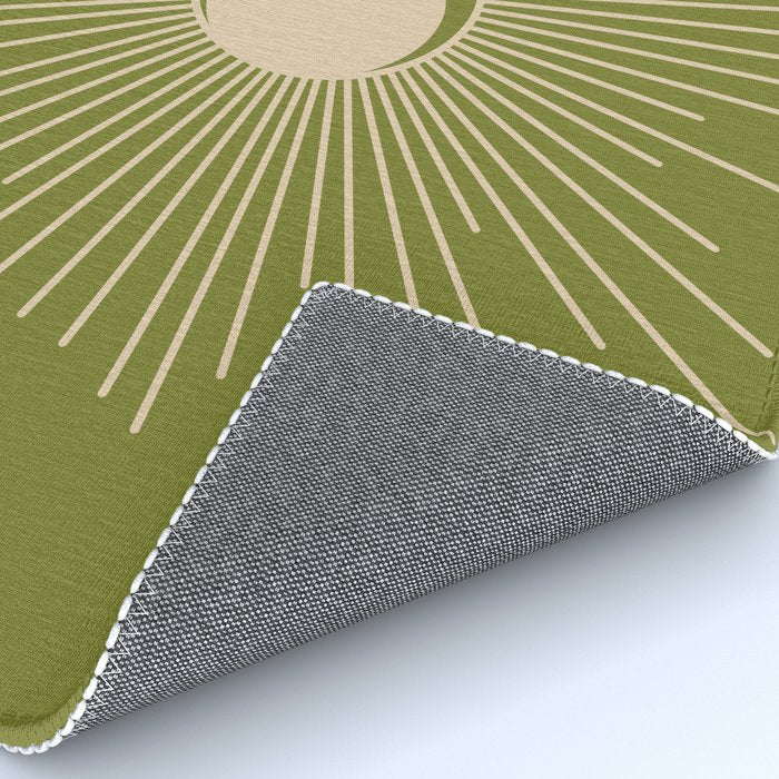 Sun and Moon - Minimalist Mid Mod Olive Green and Beige Design Rug Gallery Image 4