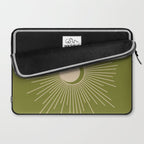 Sun and Moon - Minimalist Mid Mod Olive Green and Beige Design Laptop Sleeve Gallery Image 2