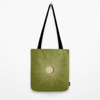 Sun and Moon - Minimalist Mid Mod Olive Green and Beige Design Tote Bag Gallery Image 2