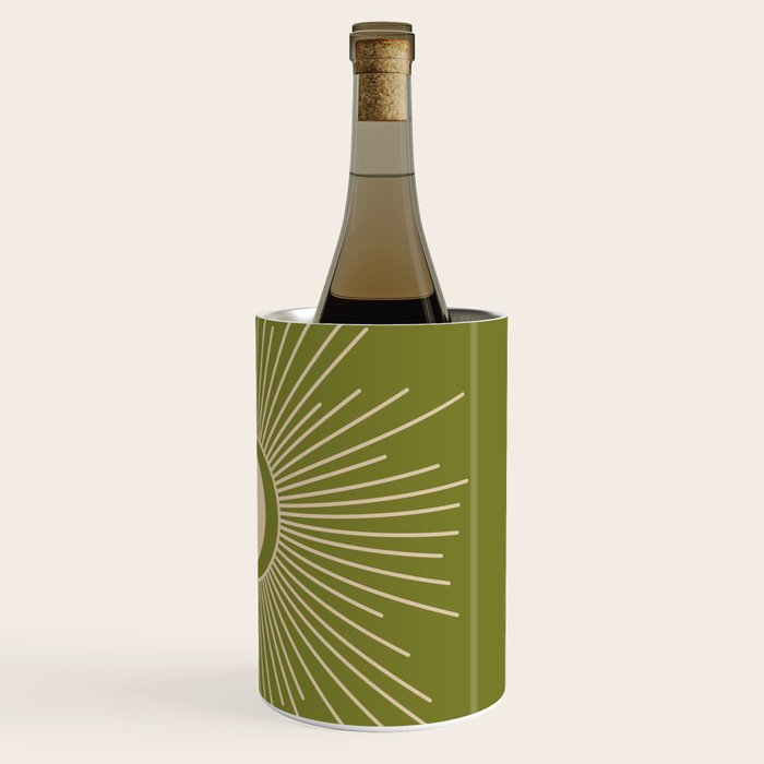 Sun and Moon - Minimalist Mid Mod Olive Green and Beige Design Wine Chiller Gallery Image 3