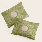 Sun and Moon - Minimalist Mid Mod Olive Green and Beige Design Pillow Sham Gallery Image 3