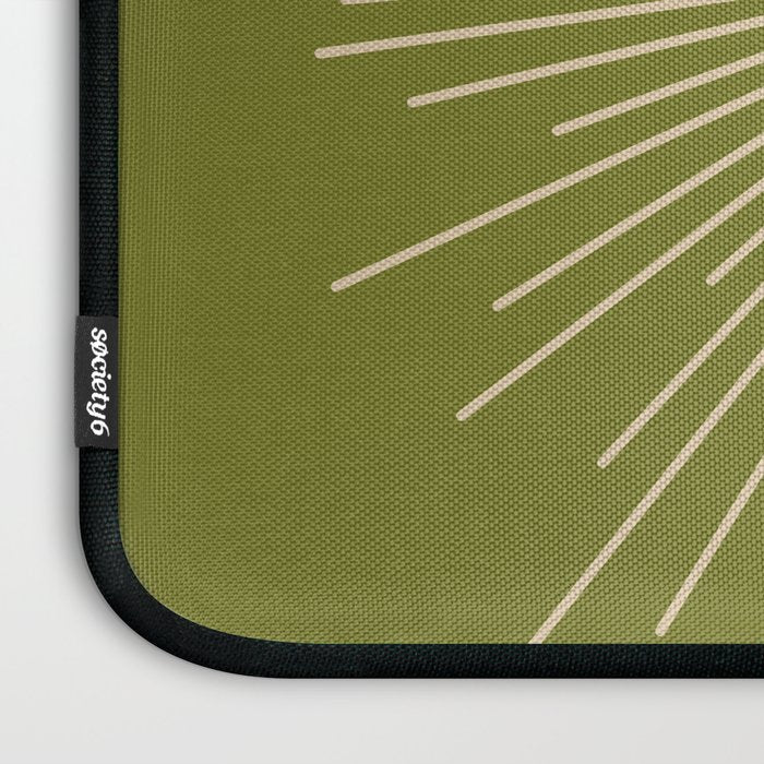Sun and Moon - Minimalist Mid Mod Olive Green and Beige Design Laptop Sleeve Gallery Image 3