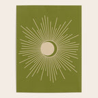 Sun and Moon - Minimalist Mid Mod Olive Green and Beige Design Poster Gallery Image 4