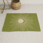 Sun and Moon - Minimalist Mid Mod Olive Green and Beige Design Rug Gallery Image 1