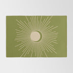 Sun and Moon - Minimalist Mid Mod Olive Green and Beige Design Rug Gallery Image 2
