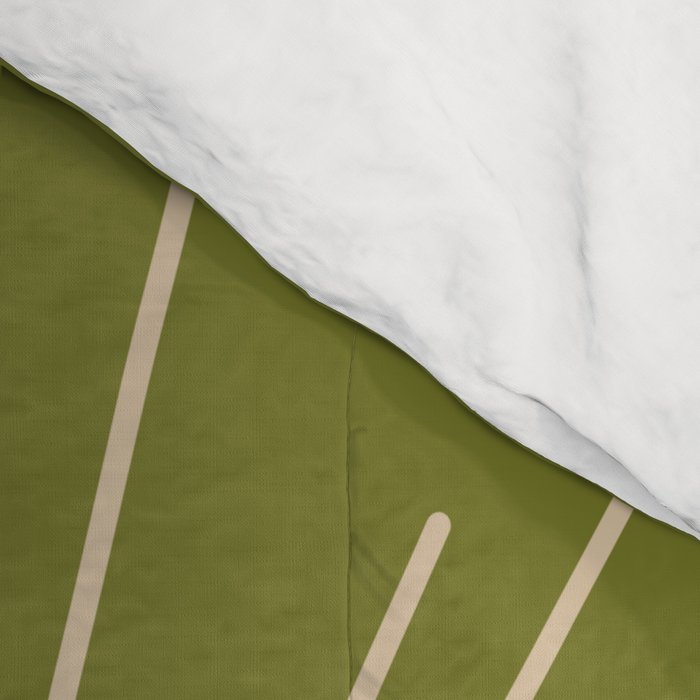Sun and Moon - Minimalist Mid Mod Olive Green and Beige Design Comforter Gallery Image 4