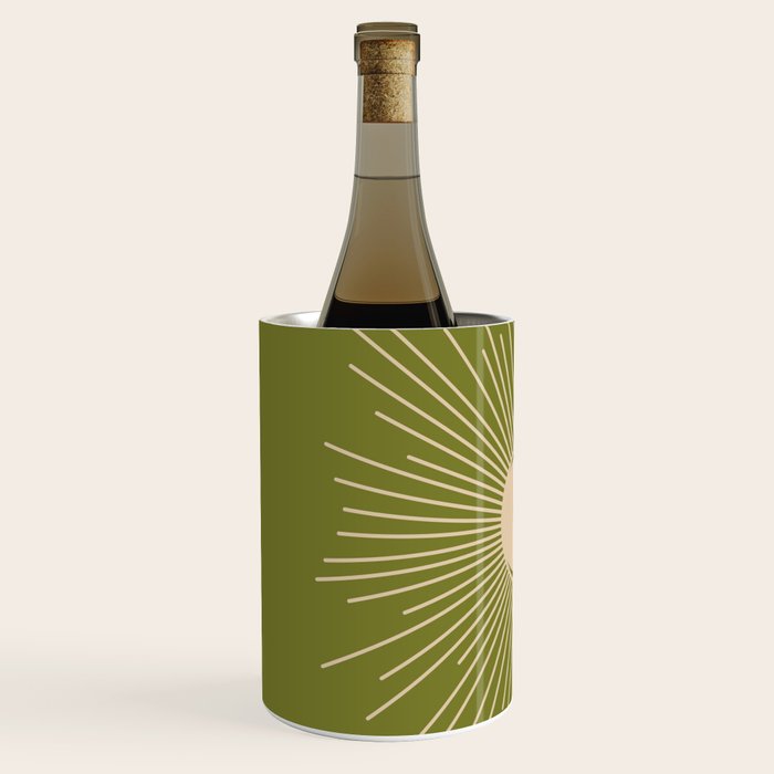 Sun and Moon - Minimalist Mid Mod Olive Green and Beige Design Wine Chiller Gallery Image 2
