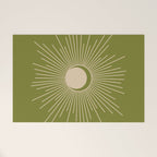 Sun and Moon - Minimalist Mid Mod Olive Green and Beige Design Welcome Mat Gallery Image 1