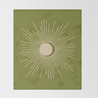 Sun and Moon - Minimalist Mid Mod Olive Green and Beige Design Throw Blanket Gallery Image 2