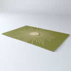 Sun and Moon - Minimalist Mid Mod Olive Green and Beige Design Rug Gallery Image 3