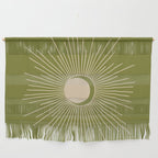 Sun and Moon - Minimalist Mid Mod Olive Green and Beige Design Wall Hanging Gallery Image 1