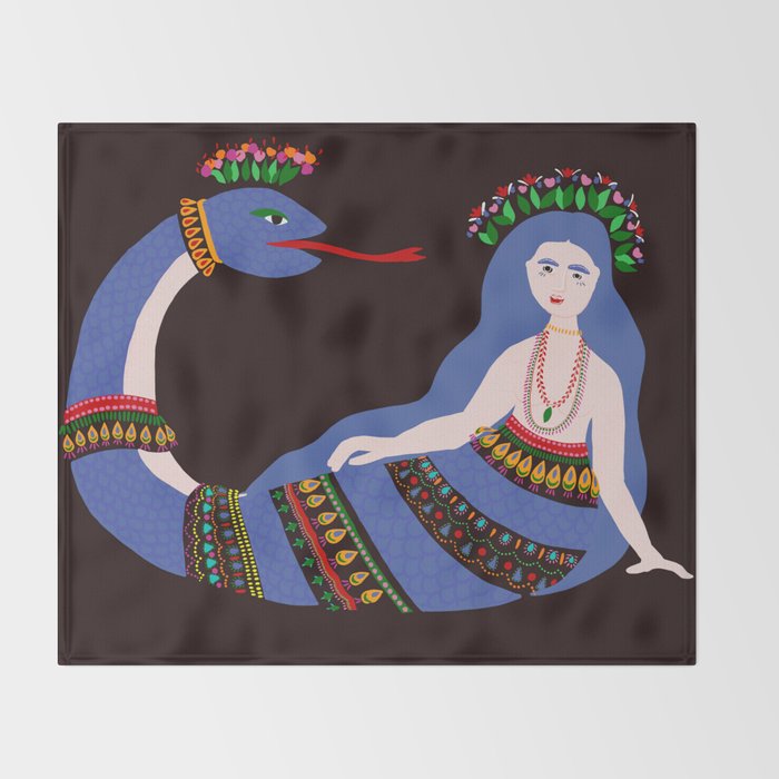 Shahmaran, half woman half snake Throw Blanket Gallery Image 2