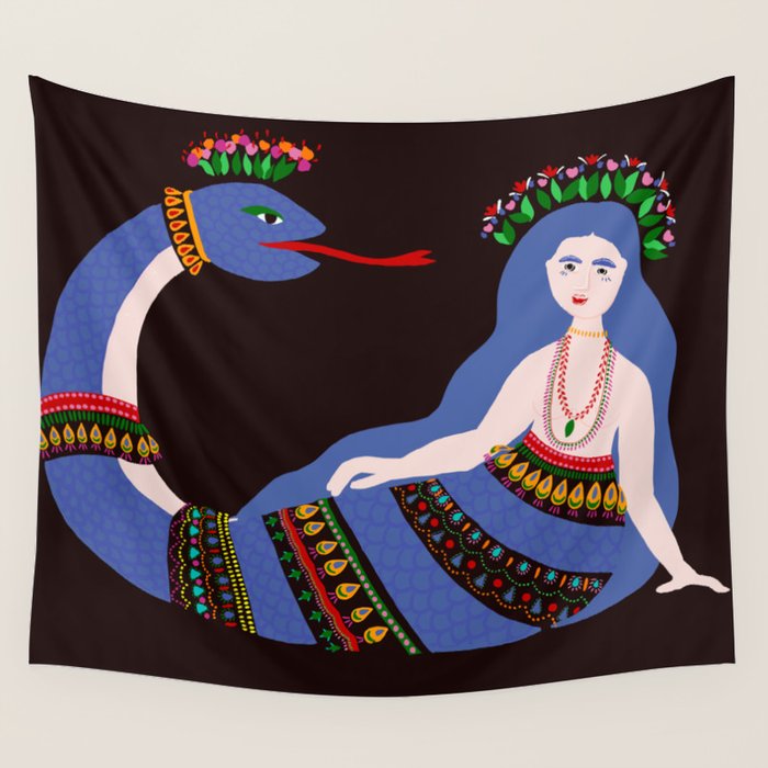 Shahmaran, half woman half snake Wall Tapestry